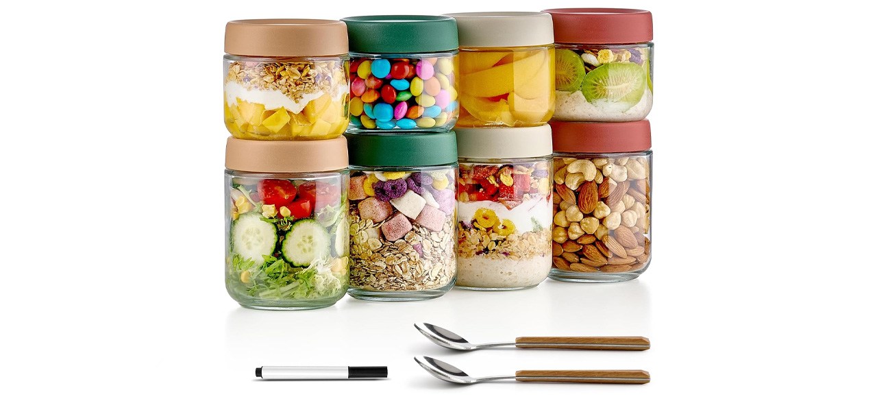 Qipecedm Eight-Pack Overnight Oats Containers with Lids